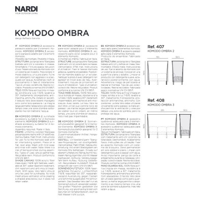 Komodo Ombra 3 composizione della struttura e del velo