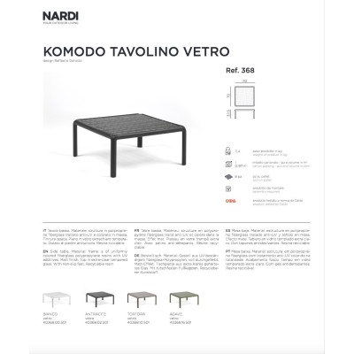 Komodo Tavolino Vetro scheda tecnica