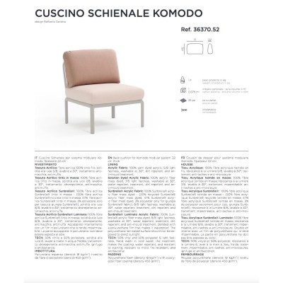 Cuscino Schienale Komodo scheda tecnica