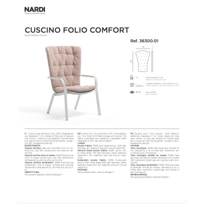 Folio scheda tecnica del cuscino