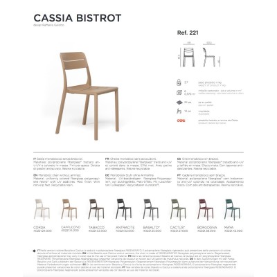 sedia Cassia Bistrot scheda tecnica