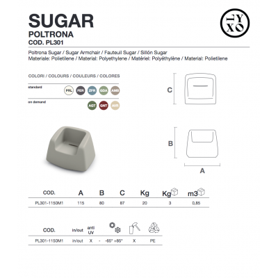 dati tecnici poltrona Sugar