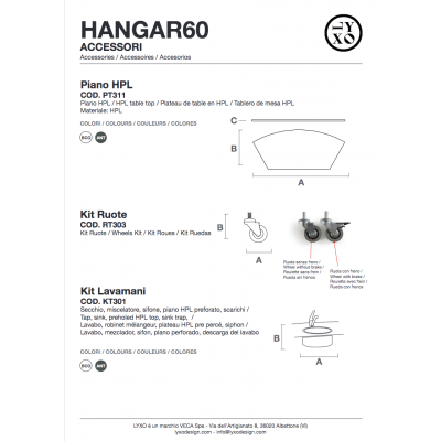 accessori previsti per il bancone Hangar 60 - parte