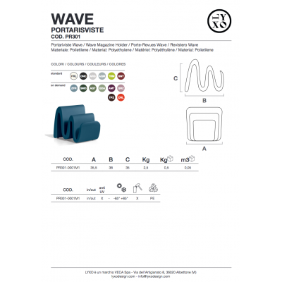 portariviste Wave caratteristiche tecniche