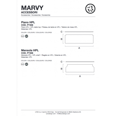 bancone Marvy - ripiano e mensola interna previsti per elemento lineare