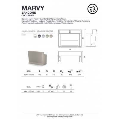 bancone Marvy - elemento lineare scheda tecnica
