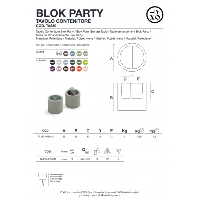 caratteristiche tecniche Blok Party colorato