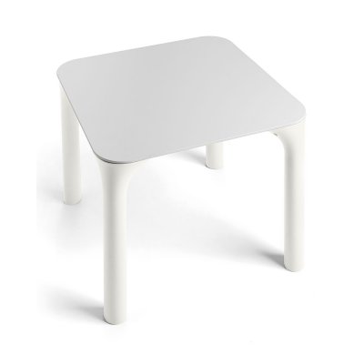 tavolo Pure con piano HPL bianco e gambe colore standard perla (PRL)