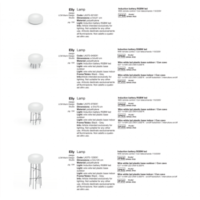 lampade Elly - dati tecnici