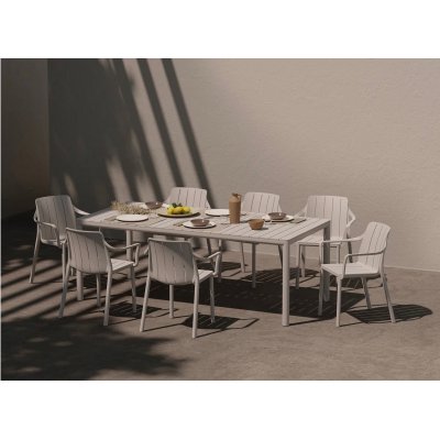 tavolo Tevere 147 extensible colore corda con sedie Tiberina Armchair