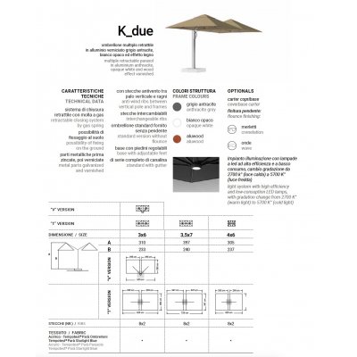 caratteristiche tecniche ombrellone multiplo retrattile K_due