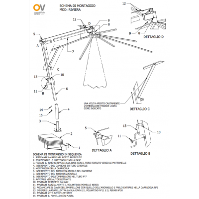 schema montaggio ombrellone Riviera