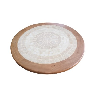 Tavolo rotondo in tek modello Sidney -particolare del piano