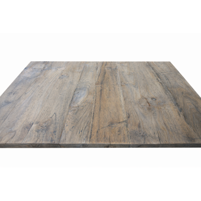 tavolo Nashville in tek riciclato - particolare piano con patina grigia