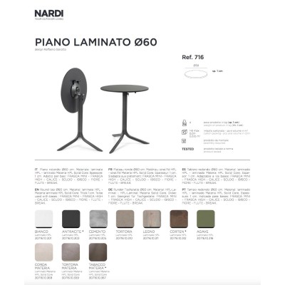 Piano in Laminato HPL rotondo diametro 60 - scheda prodotto