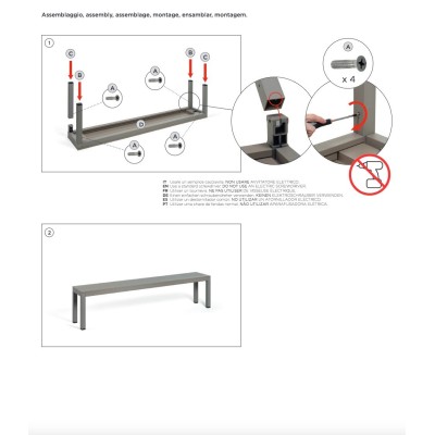 Panca Rio Bench Alu istruzione assemblaggio