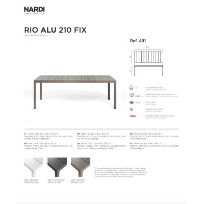 tavolo Rio Alu 210 Fix scheda prodotto