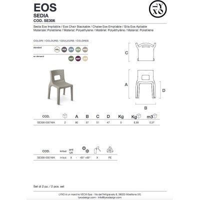 sedia Eos scheda prodotto