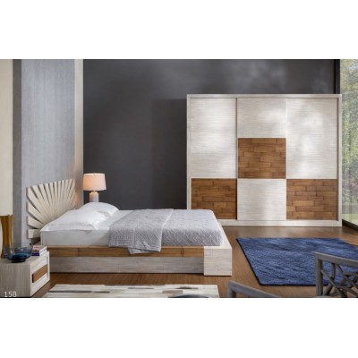 Giroletto Light contenitore - composizione con Testiera Sun, comodini Light e armadio 3 ante scorrevoli Light