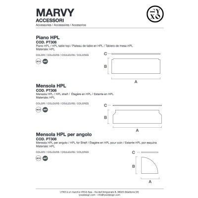 Bancone Marvy accessori: piani  e mensola interna per Marvy Counter