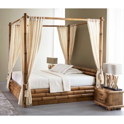 set 8 tende per letto baldacchino  in cotone naturale