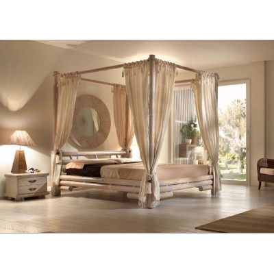 set 8 tende per letto baldacchino  in cotone naturale