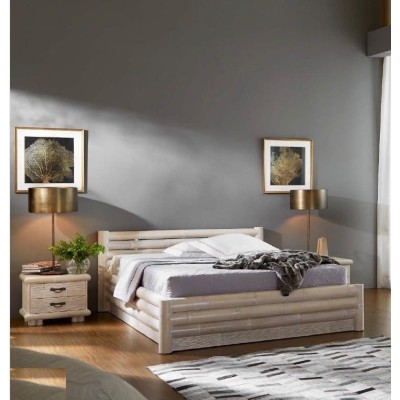 comodino TSU 2 cassetti decapato bianco