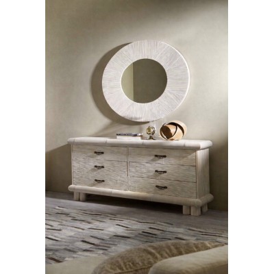 comò TSU 6 cassetti in crash bambù bianco decapato