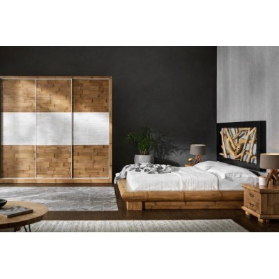 giroletto Virunga contenitore in crash bambù miele antico con testiera Ramo