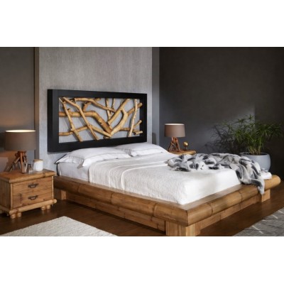 giroletto Virunga contenitore in crash bambù miele antico con testiera Ramo