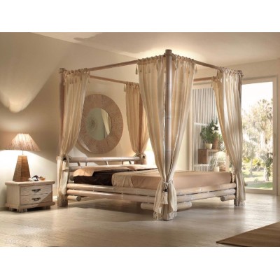 Letto baldacchino Tabanan decapato bianco