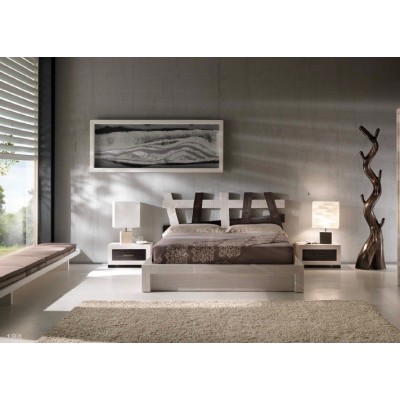 testiera Cross in crash bambù bianco e nero con giroletto Essential in crash bambù bianco