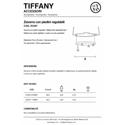 Tiffany - scheda prodotto zavorre