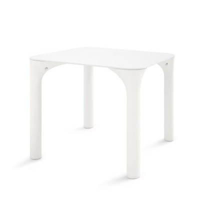 tavolo Pure con gambe colore standard Perla (PRL) con piano in HPL bianco