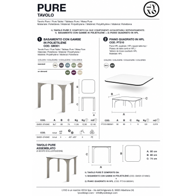 tavolo Pure - scheda prodotto