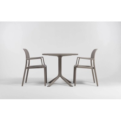 composizione tavolo Clip e con sedie bora colore Tortora