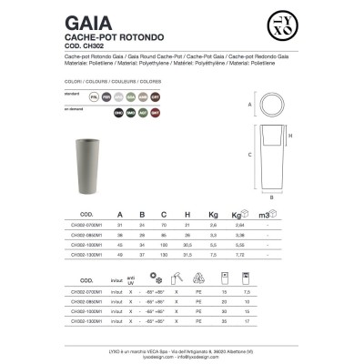 Fioriera Gaia Round cache-pot colore - scheda prodotto