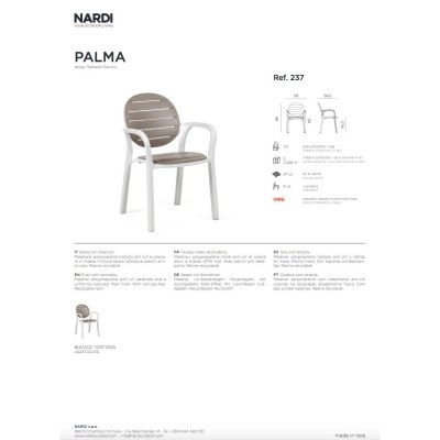 sedia con braccioli Palma  - scheda tecnica