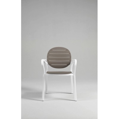 sedia con braccioli Palma colore bianco tortora