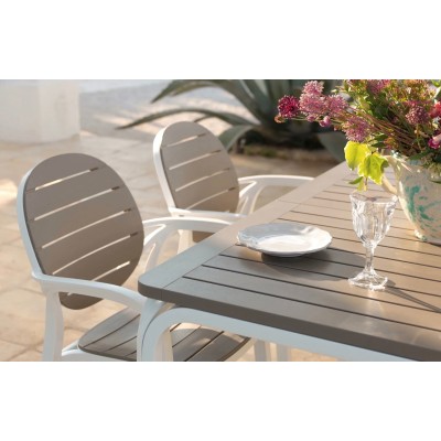 tavolo Alloro 140 Extensibile  con sedie Palma colore bianco - tortora -  particolare