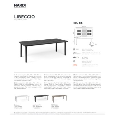 tavolo allungabile Libeccio - scheda tecnica