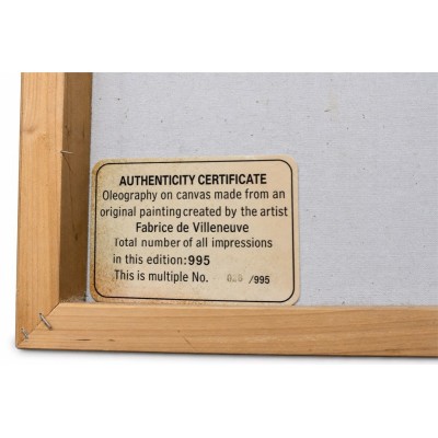 certificato di autenticità Oleografia Fabrice de Villeneuve 28/995
