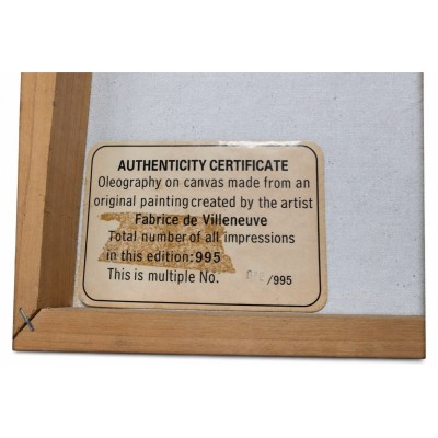 certificato di autenticità Oleografia Fabrice de Villeneuve 32/995