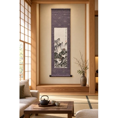 esempio di parete con Arazzo viola Pagoda