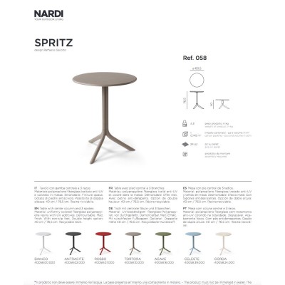 tavolino Spritz - scheda tecnica