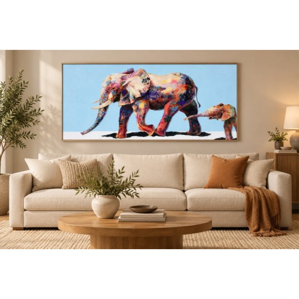 Quadro Elefantessa con Piccolo