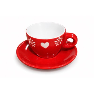 Set 4 tazzine con fiore e cuore