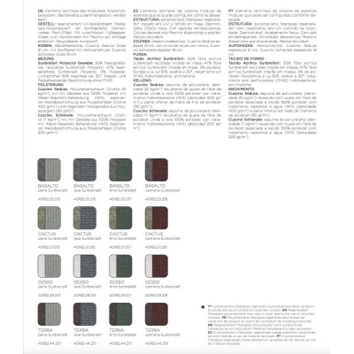 Maximo Elemento Terminale abbinamenti colori telaio e tessuti