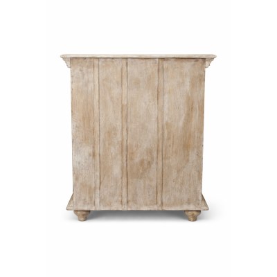 Comò Calais con cassetti colore azzurro chiaro - particolare schienale in legno massello