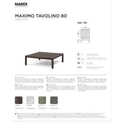 Maximo Tavolino 80  scheda tecnica